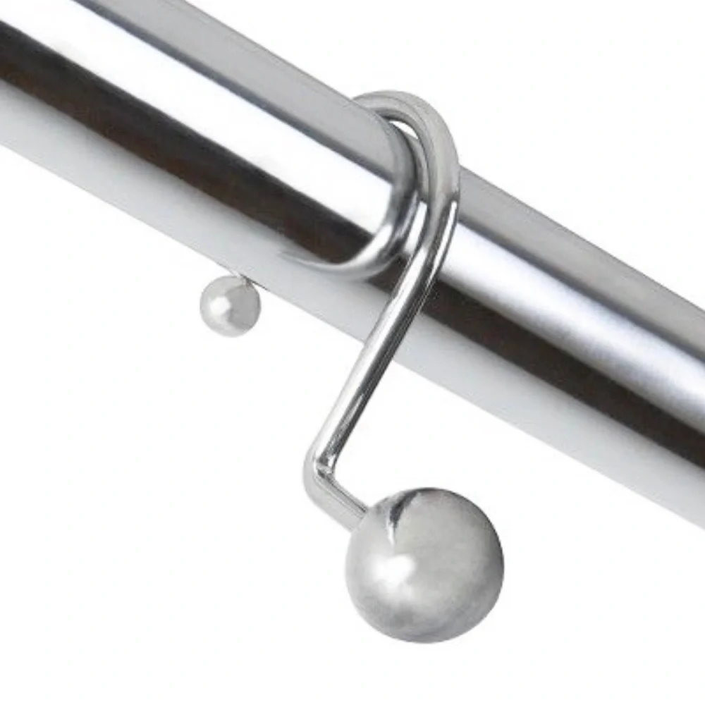 Shower Curtain Hooks, Metal Ball with nickel finish.